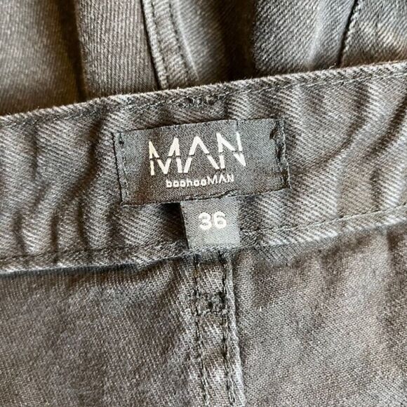 BoohooMAN Men's Black Denim Jeans Button Fly Dark StoneWash Size 36 - Picture 10 of 11
